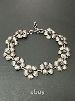 Ancient Solid Silver Bracelet 925 Celtic Brittany Toulhoat Flowers
