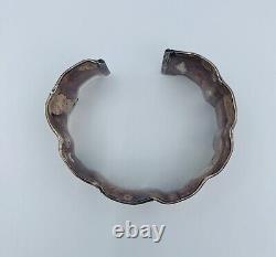 Ancient Solid Silver Bracelet with Minerva Head Hallmark Engraved Flower 17 Grams W1112