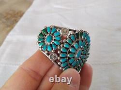 Ancient Solid Silver Bracelet with Navajo Zuni Native Turquoise Sterling Silver