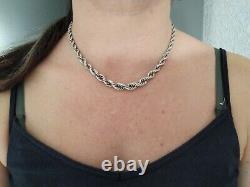 Ancient Solid Silver Necklace 950 Twisted Rope Chain Art Deco