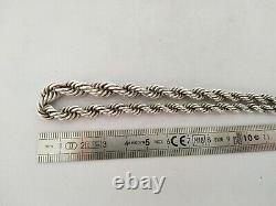 Ancient Solid Silver Necklace 950 Twisted Rope Chain Art Deco