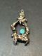 Ancient Solid Silver Pendant 925 Creator Turquoise Modernist Charm