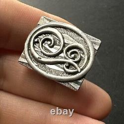 Ancient Solid Silver Pendant Nouveau Art Fish Charm Seal Stamp
