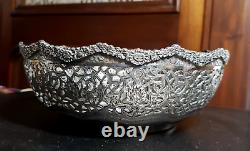 Ancient Solid Silver Persian Coupe with Qajar Era Openwork Flower Design