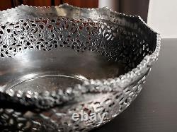 Ancient Solid Silver Persian Coupe with Qajar Era Openwork Flower Design