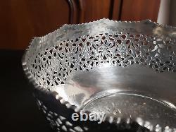 Ancient Solid Silver Persian Coupe with Qajar Era Openwork Flower Design