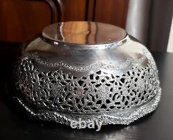 Ancient Solid Silver Persian Coupe with Qajar Era Openwork Flower Design