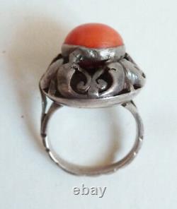 Ancient Solid Silver Ring And Coral Silver Ring Coral Ancient Jewel