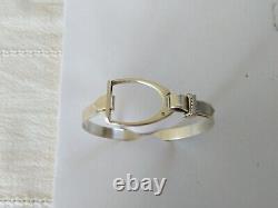 Ancient Solid Silver Stirrup Shaped Bracelet Vintage_opening Bangle