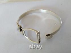 Ancient Solid Silver Stirrup Shaped Bracelet Vintage_opening Bangle