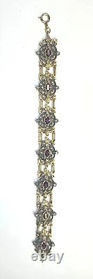 Ancient Solid Silver Vermeil Amethyst Diamond Bracelet