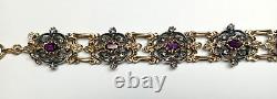 Ancient Solid Silver Vermeil Amethyst Diamond Bracelet