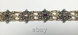 Ancient Solid Silver Vermeil Amethyst Diamond Bracelet