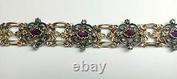 Ancient Solid Silver Vermeil Amethyst Diamond Bracelet