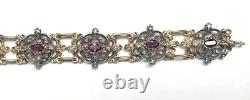 Ancient Solid Silver Vermeil Amethyst Diamond Bracelet