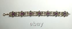 Ancient Solid Silver Vermeil Amethyst Diamond Bracelet