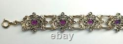 Ancient Solid Silver Vermeil Amethyst Diamond Bracelet