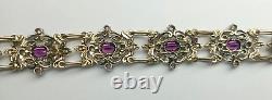 Ancient Solid Silver Vermeil Amethyst Diamond Bracelet