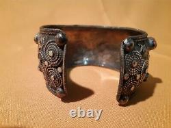 Ancient Tibetan Silver And Coral Bracelet