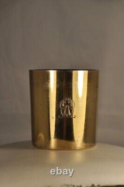 Ancient Timbale Solid Silver Goblet with Gilt Vermeil