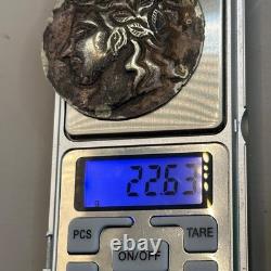 Ancient amulet pendant Greek Roman emperor in solid silver