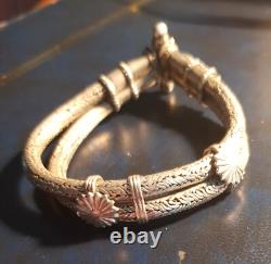 Ancient bracelet from Rajasthan or South India, solid silver 55 grams