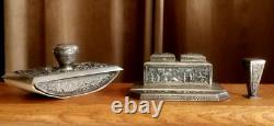 Ancient complete rare 3-piece silver writing set from Indochina