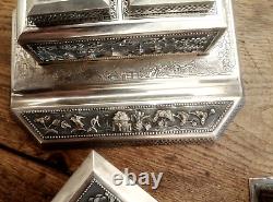 Ancient complete rare 3-piece silver writing set from Indochina