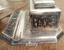 Ancient complete rare 3-piece silver writing set from Indochina