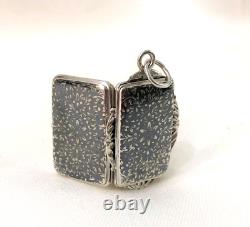 Ancient nielloed solid silver and vermeil vinaigrette pendant Salt Perfume Jewelry