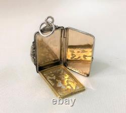 Ancient nielloed solid silver and vermeil vinaigrette pendant Salt Perfume Jewelry