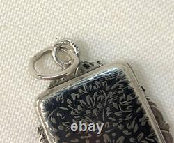Ancient nielloed solid silver and vermeil vinaigrette pendant Salt Perfume Jewelry