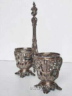 Ancient oil and vinegar holder in solid silver (minerva) 19th century