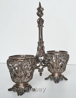 Ancient oil and vinegar holder in solid silver (minerva) 19th century