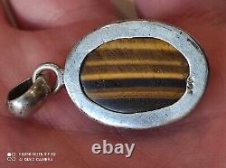 Ancient pendant in solid silver and tiger's eye