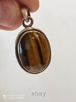 Ancient pendant in solid silver and tiger's eye