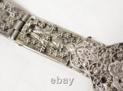 Ancient rare solid silver wedding belt, Islamic Asian tribal, 19th century