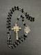 Ancient Rosary Made Of Solid Silver With Black Glass Beads