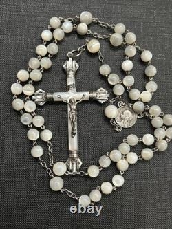 Ancient rosary, solid silver, mother-of-pearl beads