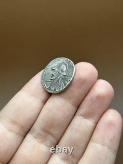Ancient silver tetradrachm coin of Eucratides I, circa 171 BC