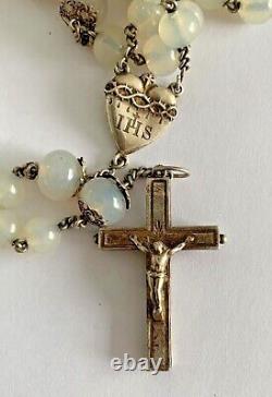 Ancient solid silver IHS rosary reliquary