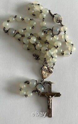 Ancient solid silver IHS rosary reliquary