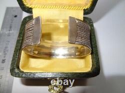 Ancient solid silver art deco braided large model bracelet in its box