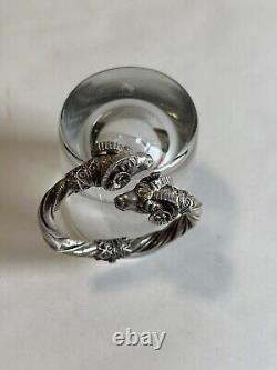 Ancient solid silver bangle bracelet with 925 hallmark, ram heads, weight 42.63
