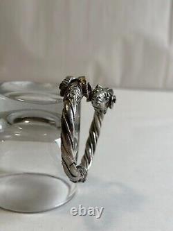 Ancient solid silver bangle bracelet with 925 hallmark, ram heads, weight 42.63