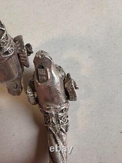 Ancient solid silver bangle bracelet with 925 hallmark, ram heads, weight 42.63
