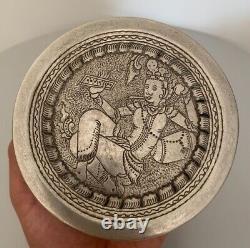 Ancient solid silver betel box Burmese Laos