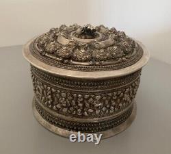 Ancient solid silver betel box Burmese Laos