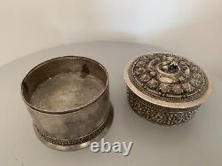 Ancient solid silver betel box Burmese Laos