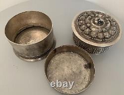 Ancient solid silver betel box Burmese Laos